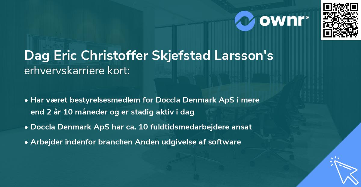Dag Eric Christoffer Skjefstad Larsson's erhvervskarriere kort