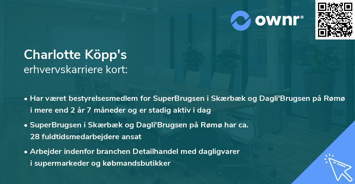 Charlotte Köpp's erhvervskarriere kort