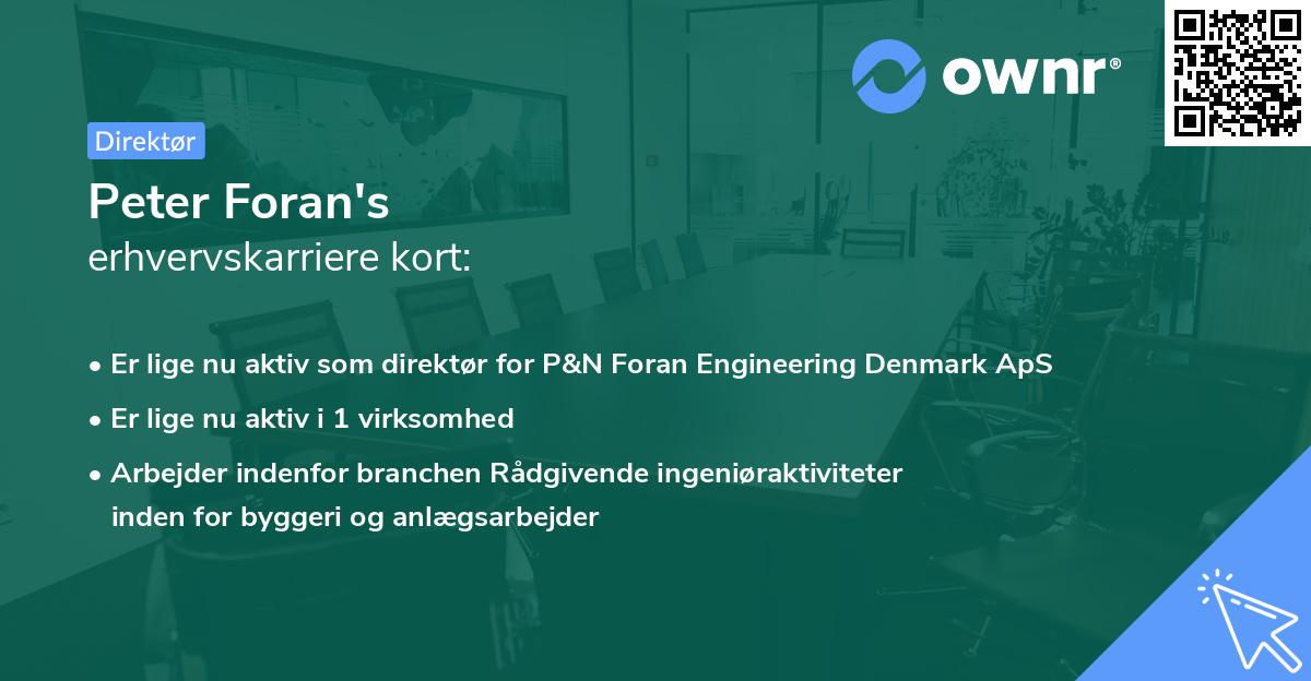 Peter Foran's erhvervskarriere kort