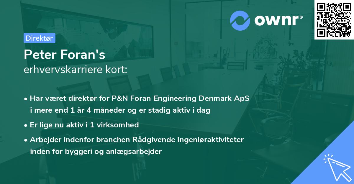 Peter Foran's erhvervskarriere kort