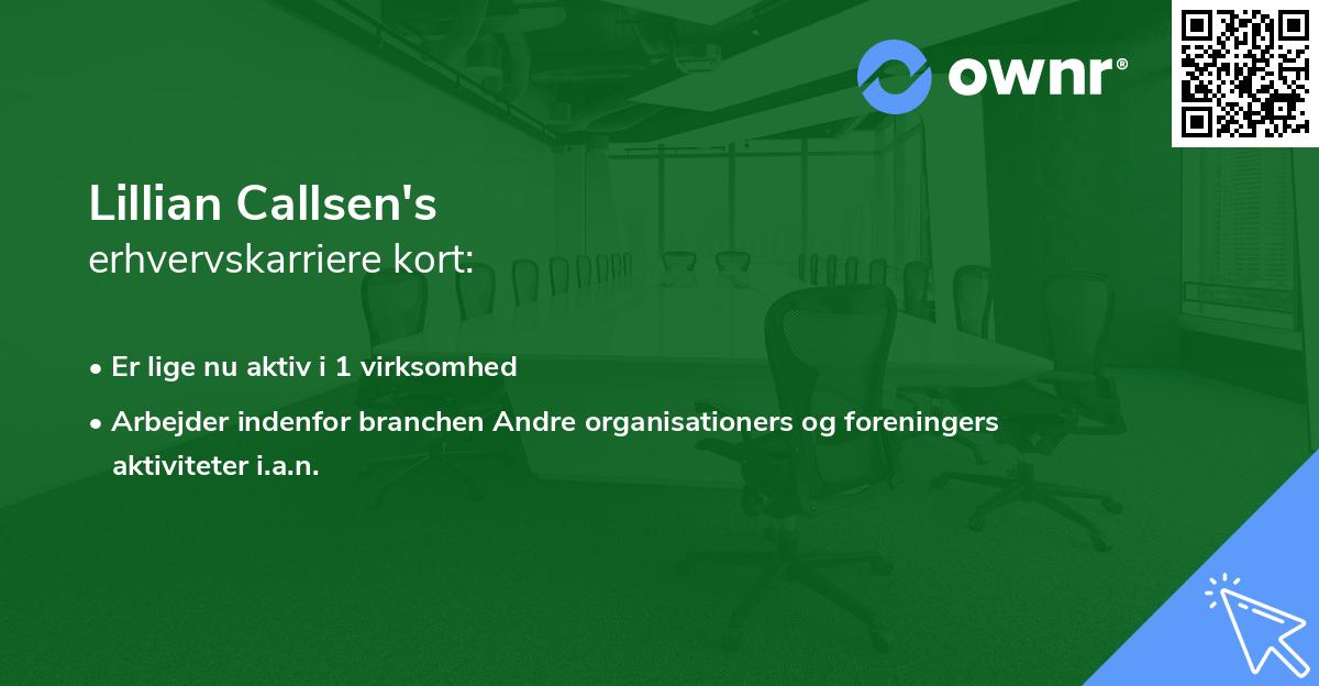 Lillian Callsen's erhvervskarriere kort