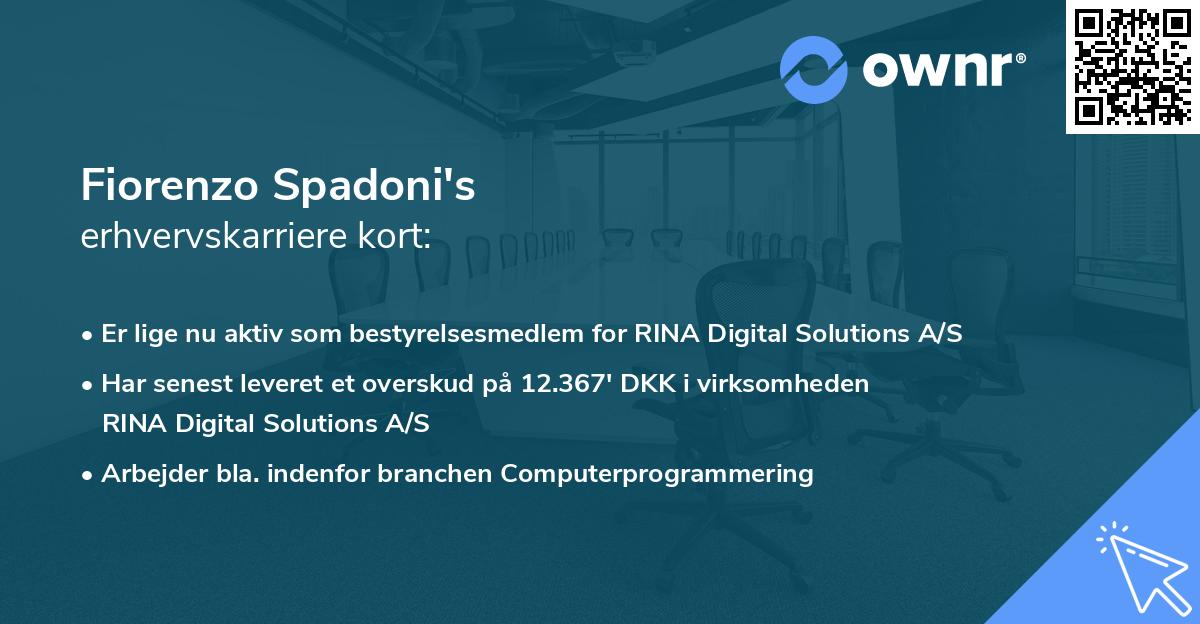 Fiorenzo Spadoni's erhvervskarriere kort