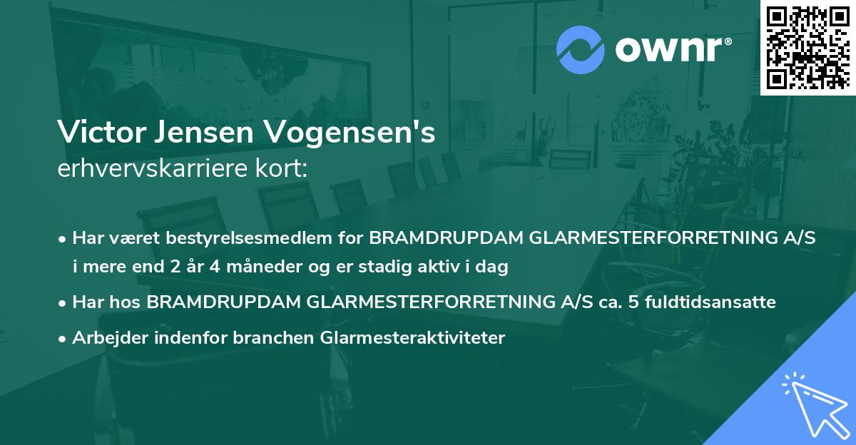 Victor Jensen Vogensen's erhvervskarriere kort