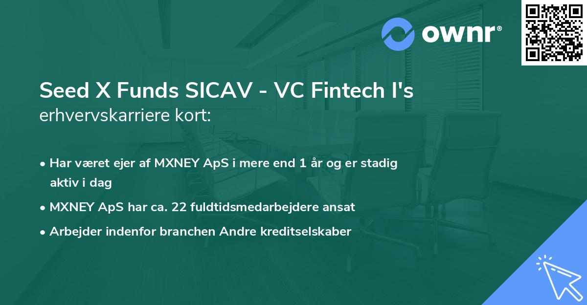 Seed X Funds SICAV - VC Fintech I's erhvervskarriere kort