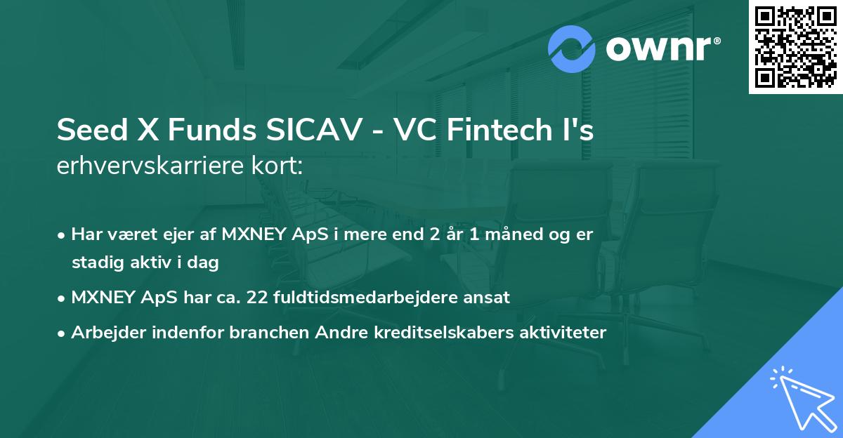 Seed X Funds SICAV - VC Fintech I's erhvervskarriere kort