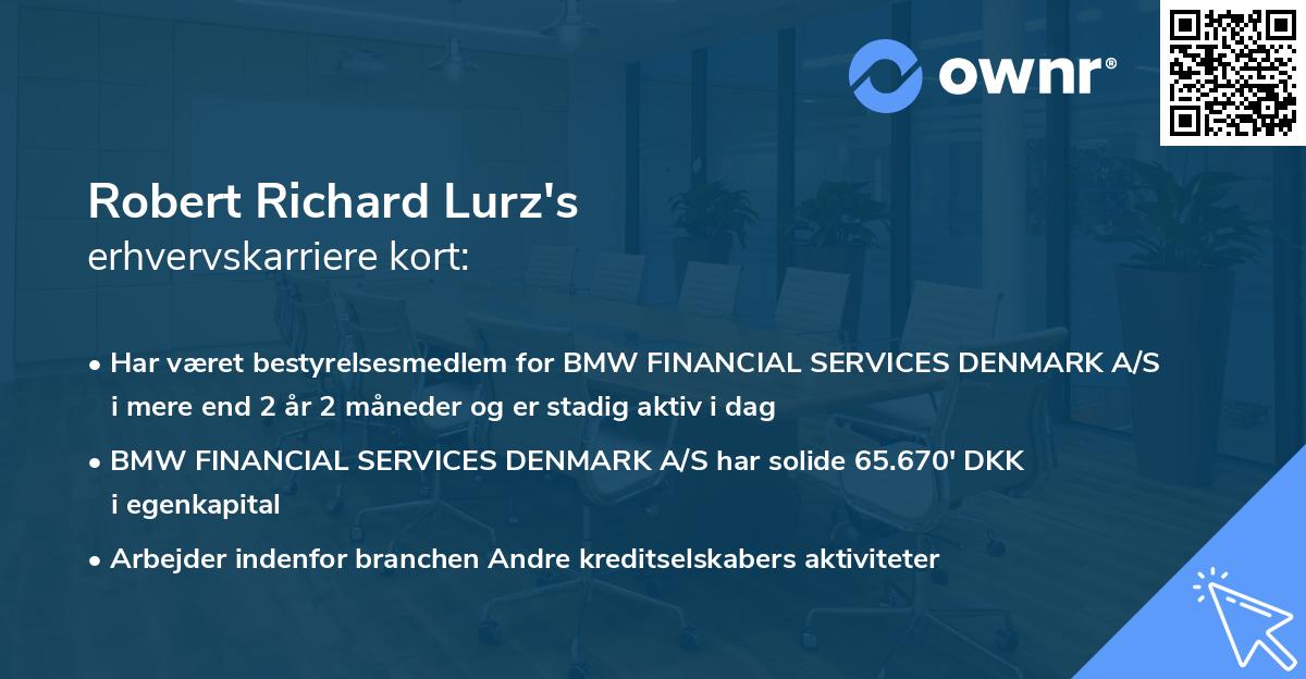 Robert Richard Lurz's erhvervskarriere kort