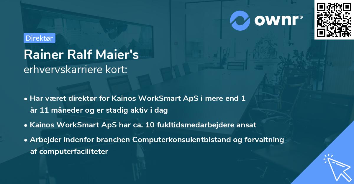 Rainer Ralf Maier's erhvervskarriere kort