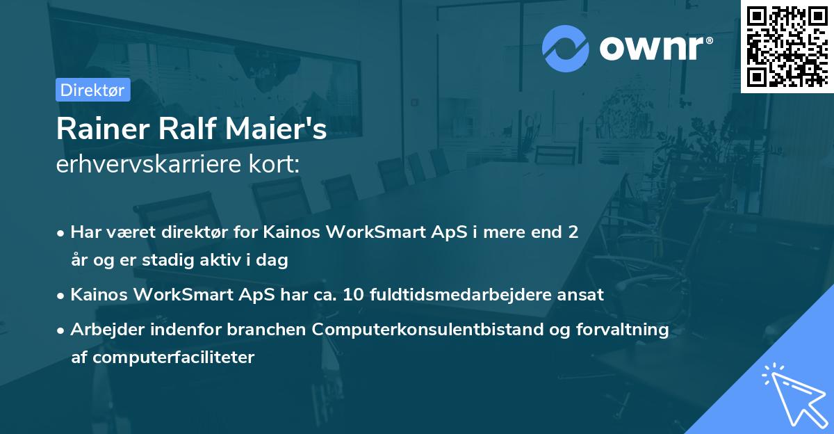 Rainer Ralf Maier's erhvervskarriere kort