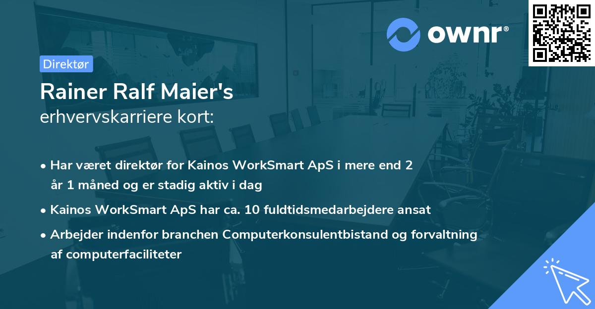 Rainer Ralf Maier's erhvervskarriere kort