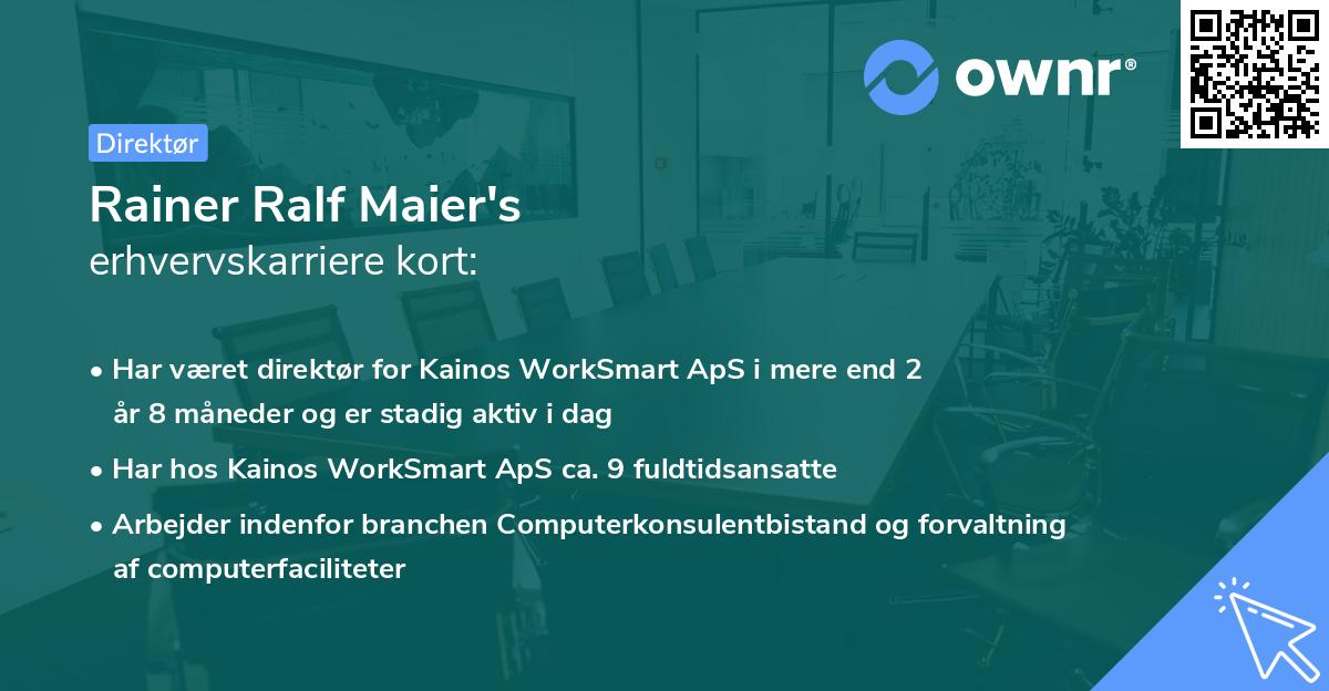 Rainer Ralf Maier's erhvervskarriere kort