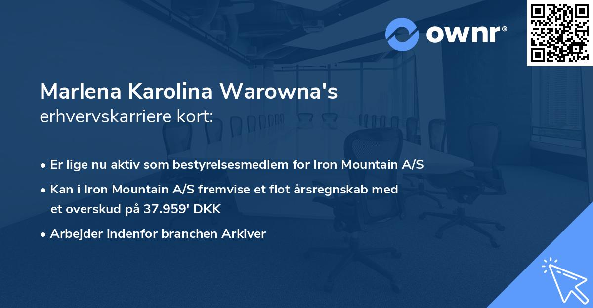 Marlena Karolina Warowna's erhvervskarriere kort