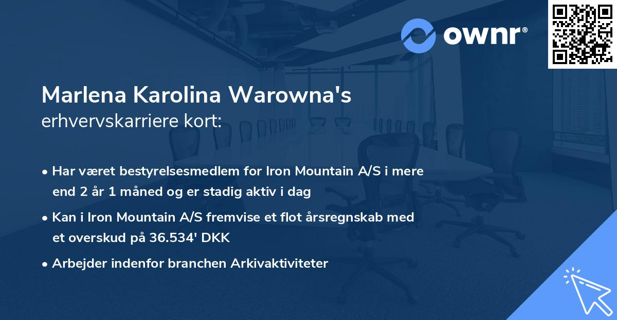 Marlena Karolina Warowna's erhvervskarriere kort