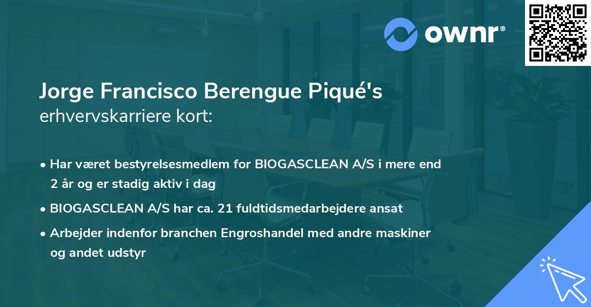 Jorge Francisco Berengue Piqué's erhvervskarriere kort