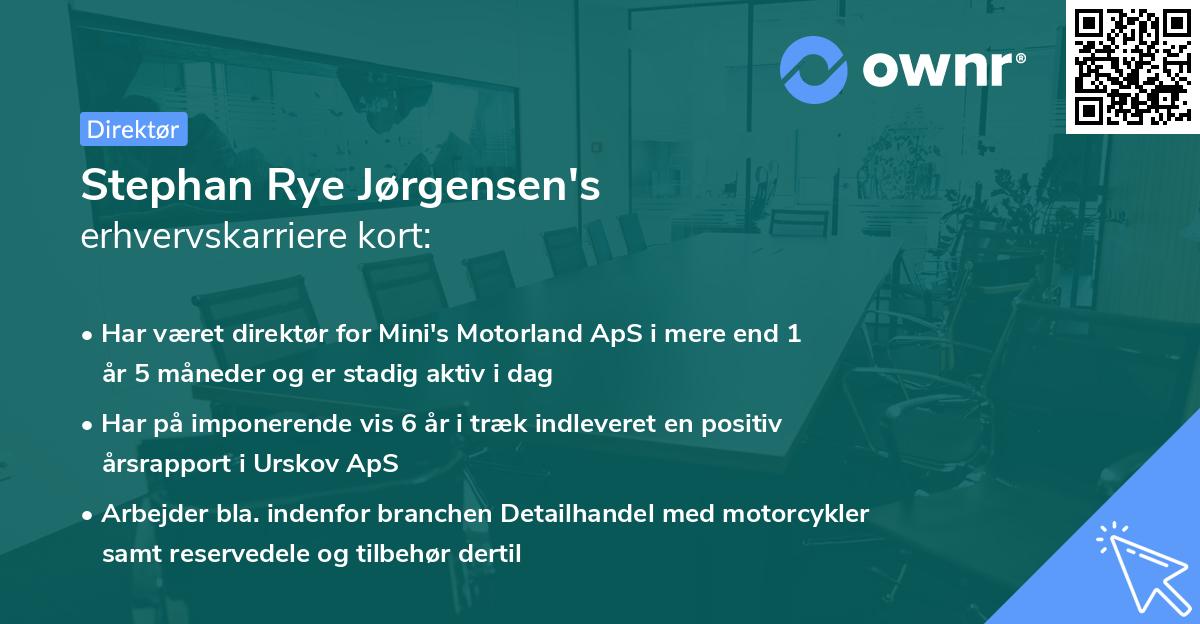 Stephan Rye Jørgensen's erhvervskarriere kort