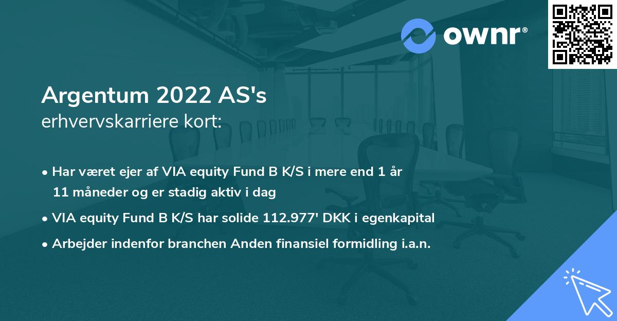 Argentum 2022 AS's erhvervskarriere kort