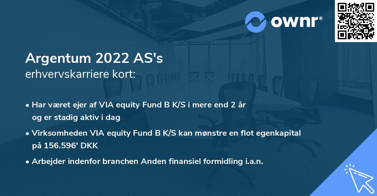 Argentum 2022 AS's erhvervskarriere kort