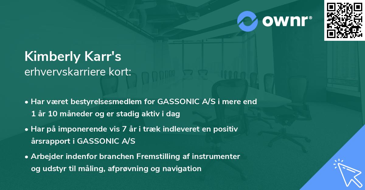 Kimberly Karr's erhvervskarriere kort