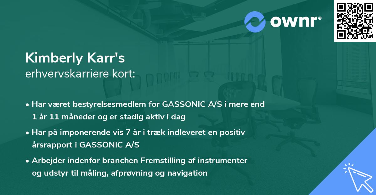 Kimberly Karr's erhvervskarriere kort