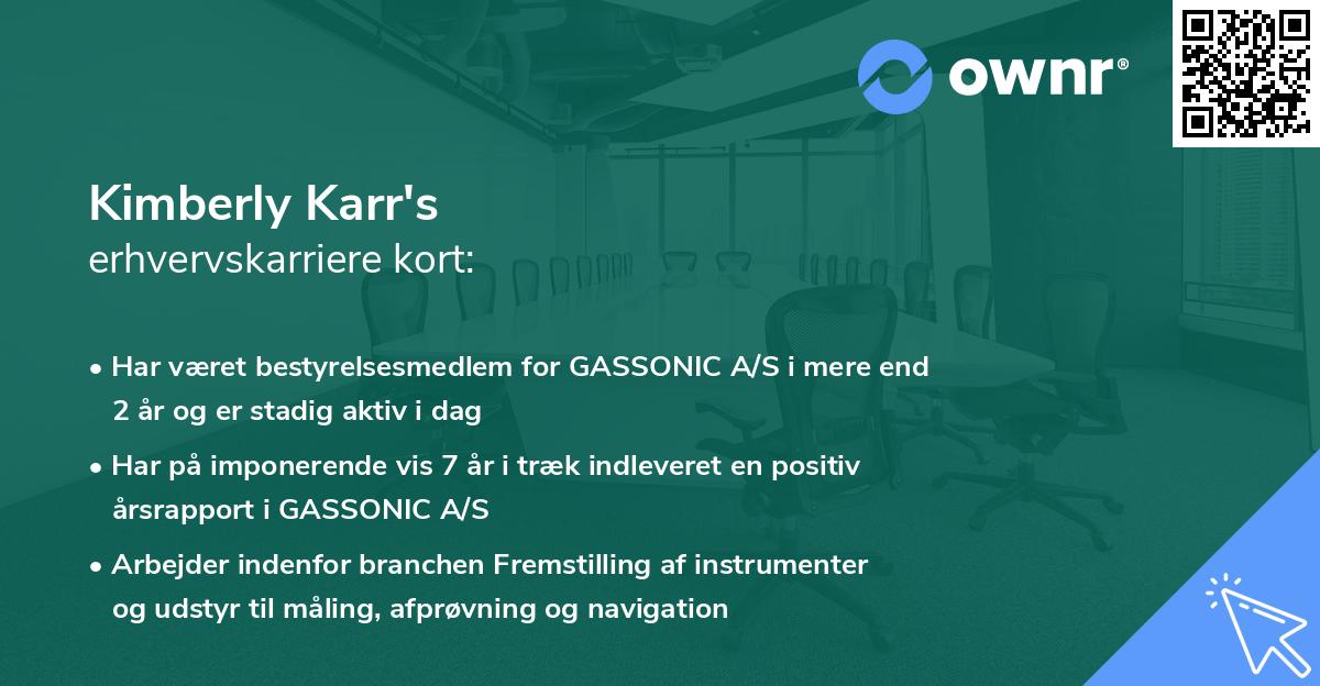 Kimberly Karr's erhvervskarriere kort