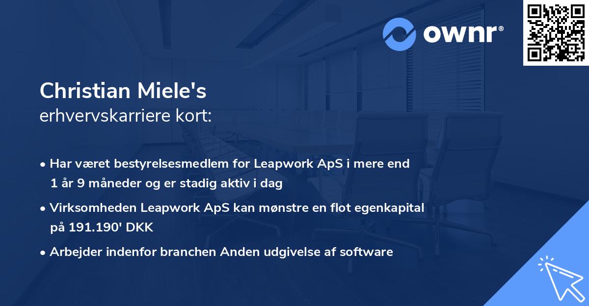 Christian Miele's erhvervskarriere kort