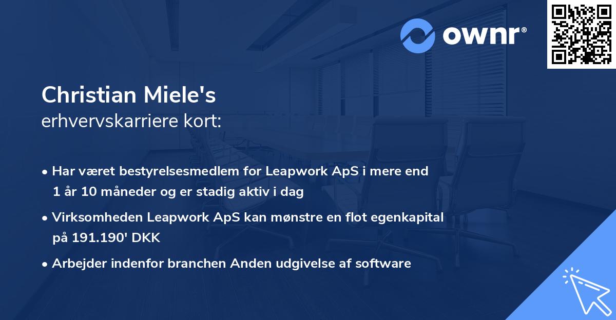 Christian Miele's erhvervskarriere kort