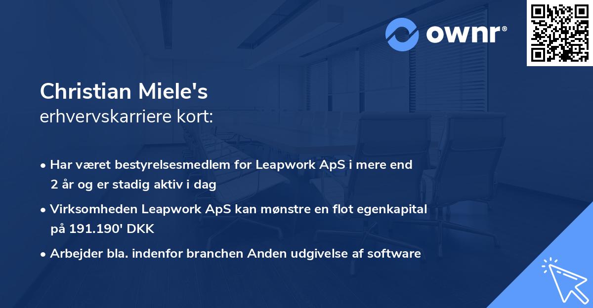Christian Miele's erhvervskarriere kort