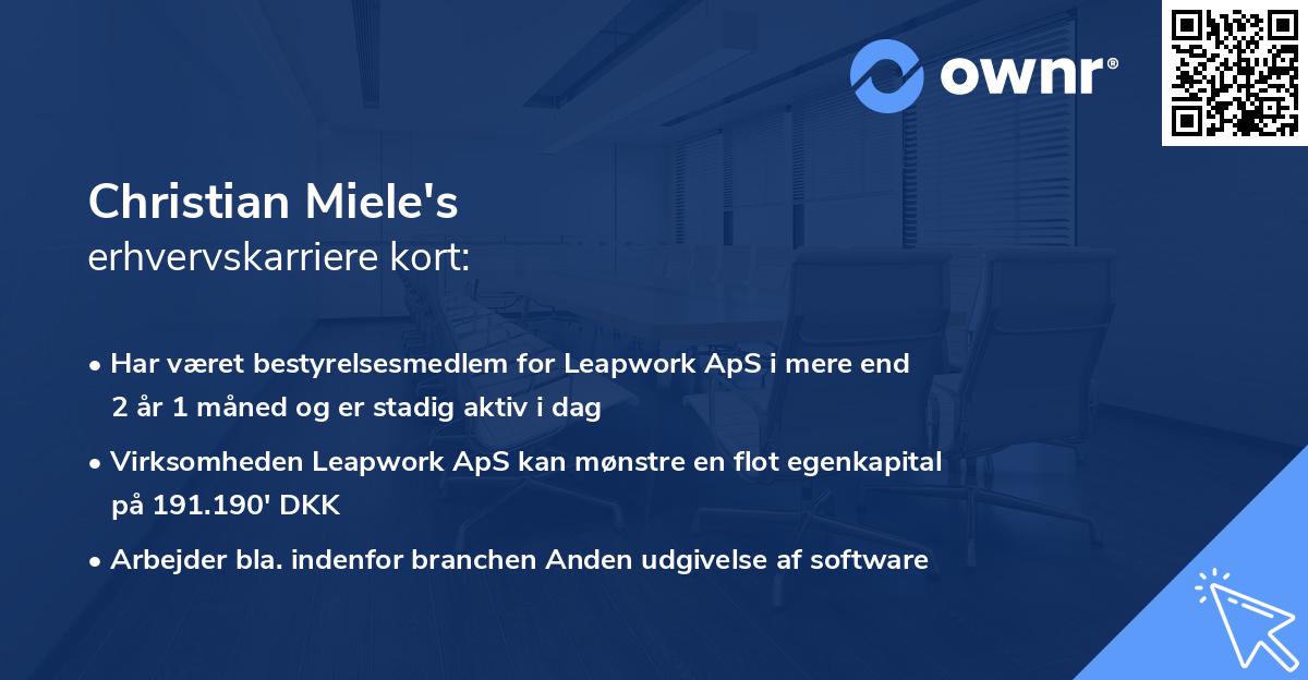 Christian Miele's erhvervskarriere kort