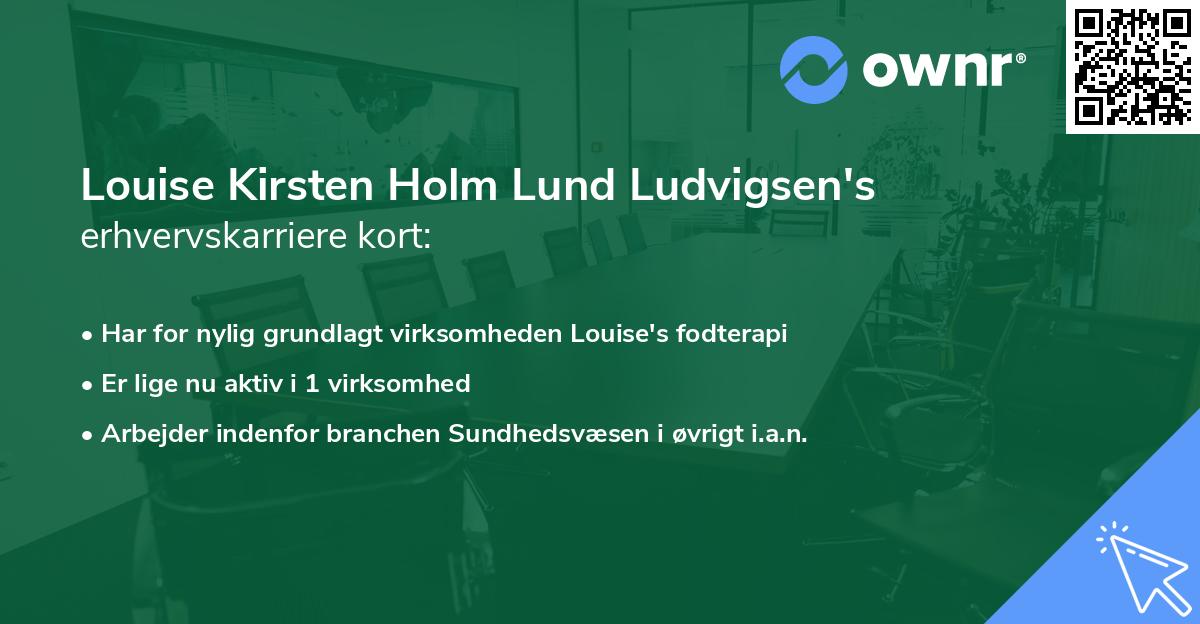 Louise Kirsten Holm Lund Ludvigsen's erhvervskarriere kort