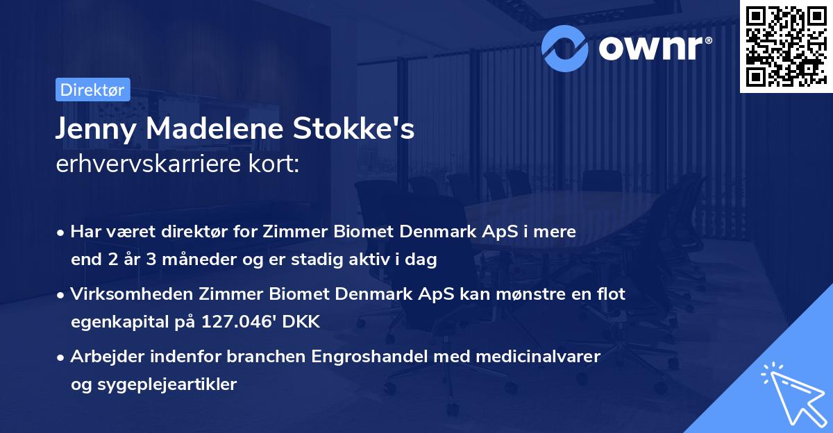 Jenny Madelene Stokke's erhvervskarriere kort