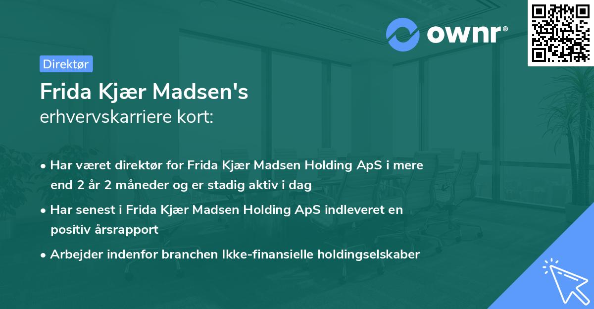 Frida Kjær Madsen's erhvervskarriere kort