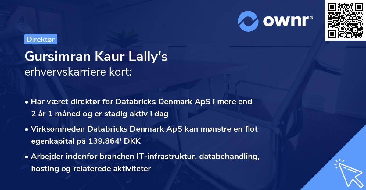 Gursimran Kaur Lally's erhvervskarriere kort