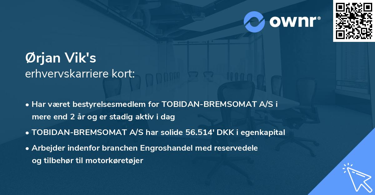 Ørjan Vik's erhvervskarriere kort