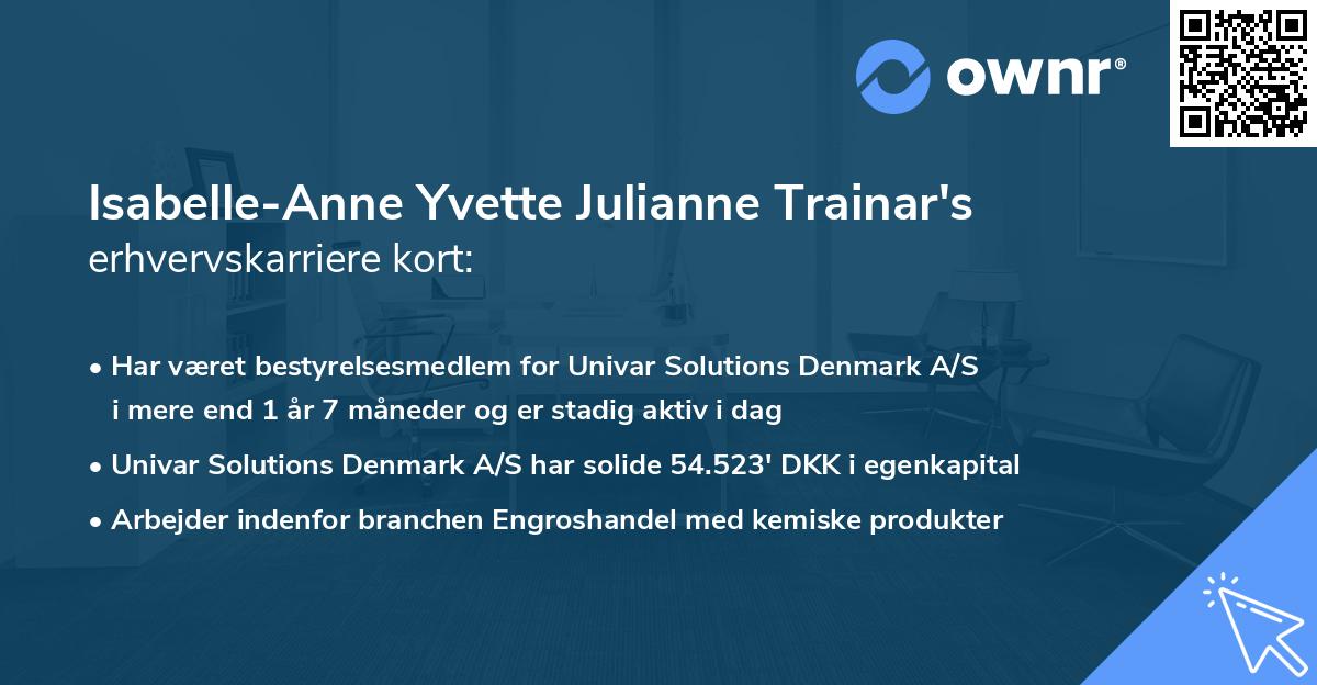 Isabelle-Anne Yvette Julianne Trainar's erhvervskarriere kort