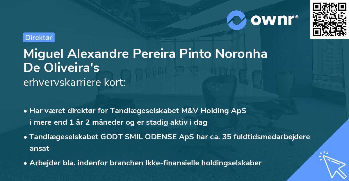 Miguel Alexandre Pereira Pinto Noronha De Oliveira's erhvervskarriere kort