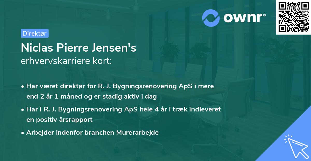 Niclas Pierre Jensen's erhvervskarriere kort