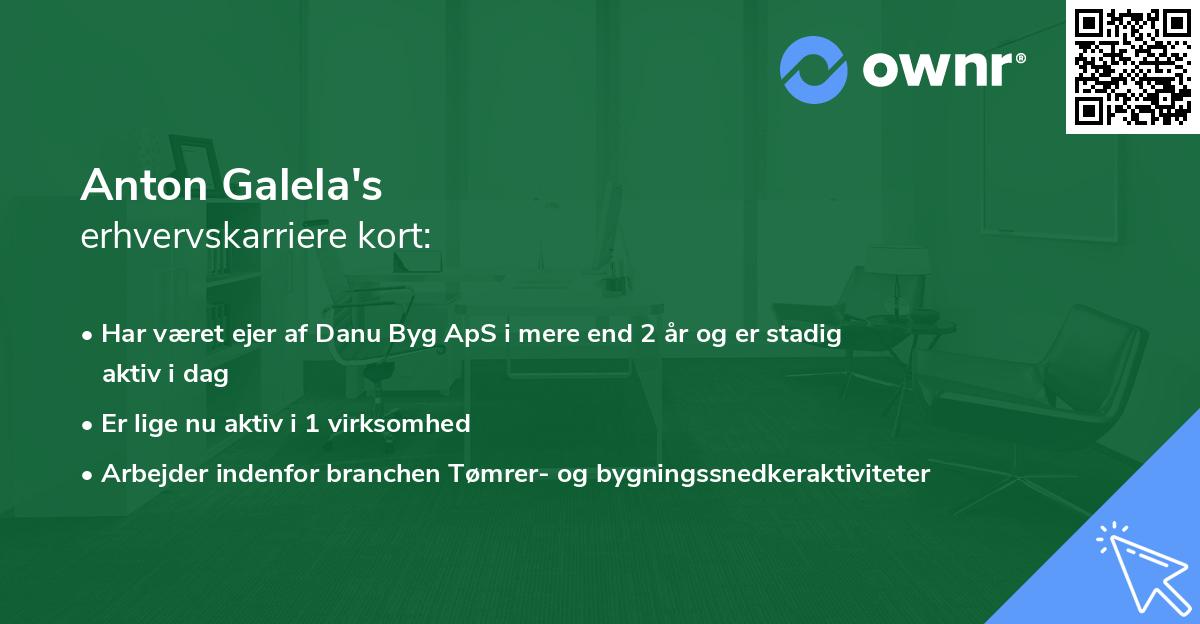 Anton Galela's erhvervskarriere kort