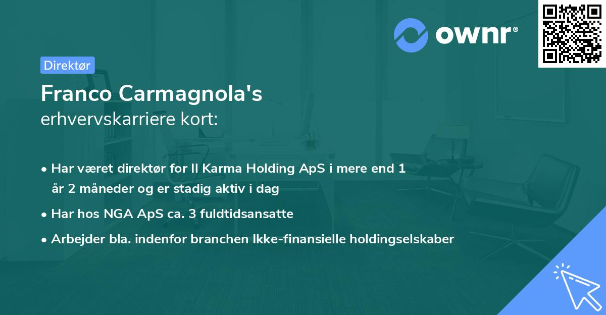 Franco Carmagnola's erhvervskarriere kort