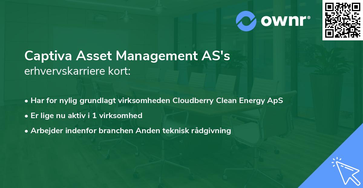 Captiva Asset Management AS's erhvervskarriere kort