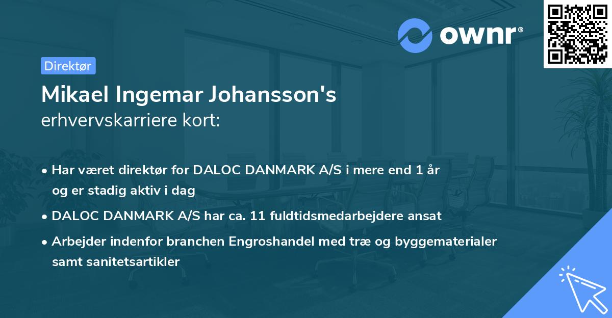 Mikael Ingemar Johansson's erhvervskarriere kort