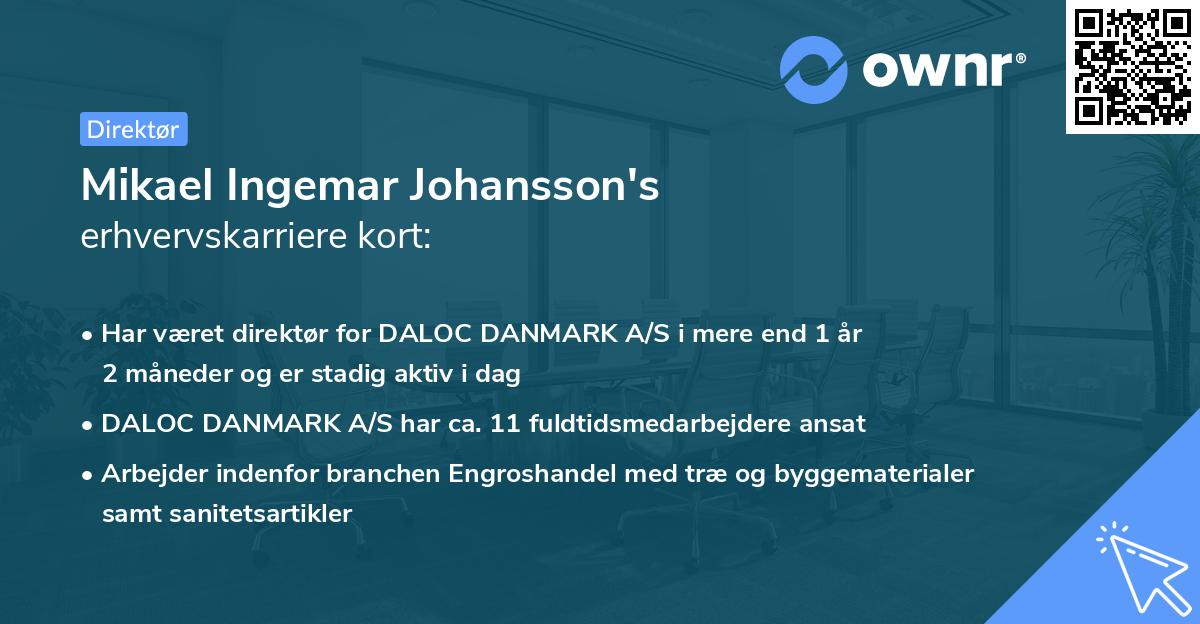 Mikael Ingemar Johansson's erhvervskarriere kort