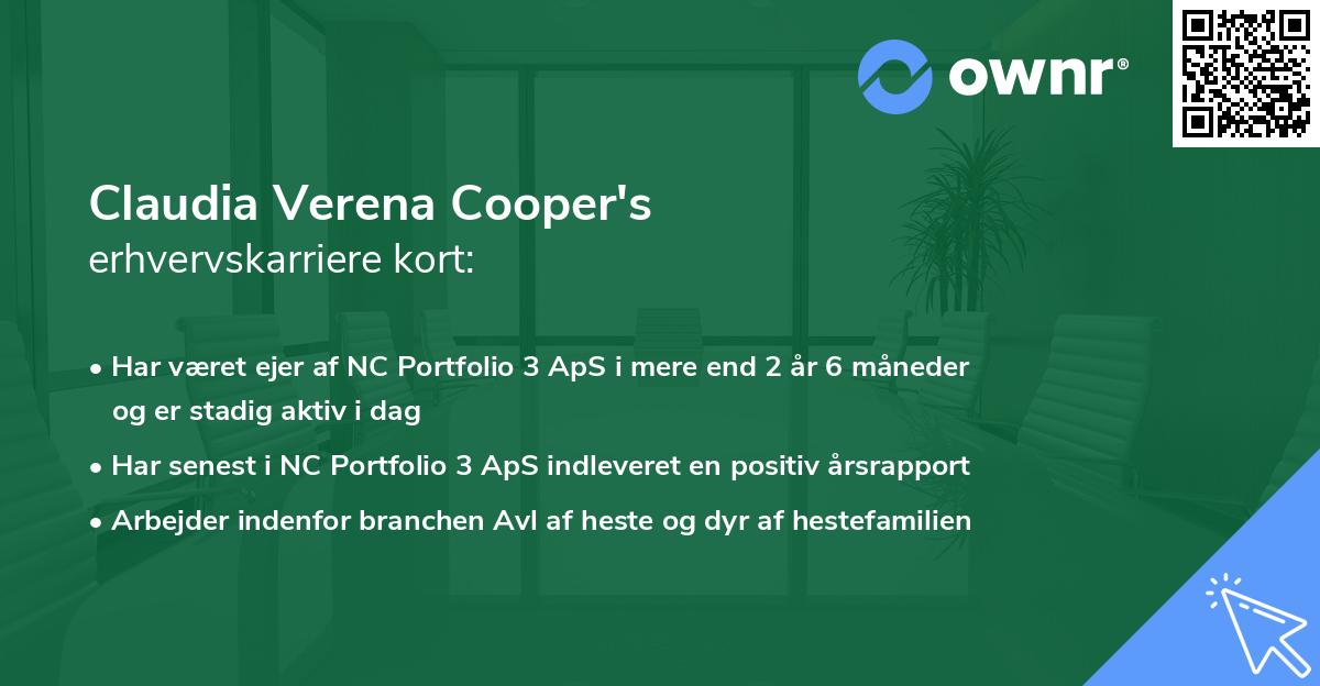 Claudia Verena Cooper's erhvervskarriere kort