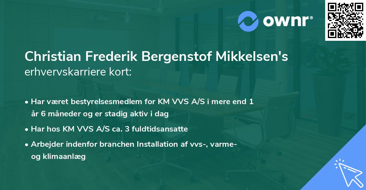 Christian Frederik Bergenstof Mikkelsen's erhvervskarriere kort
