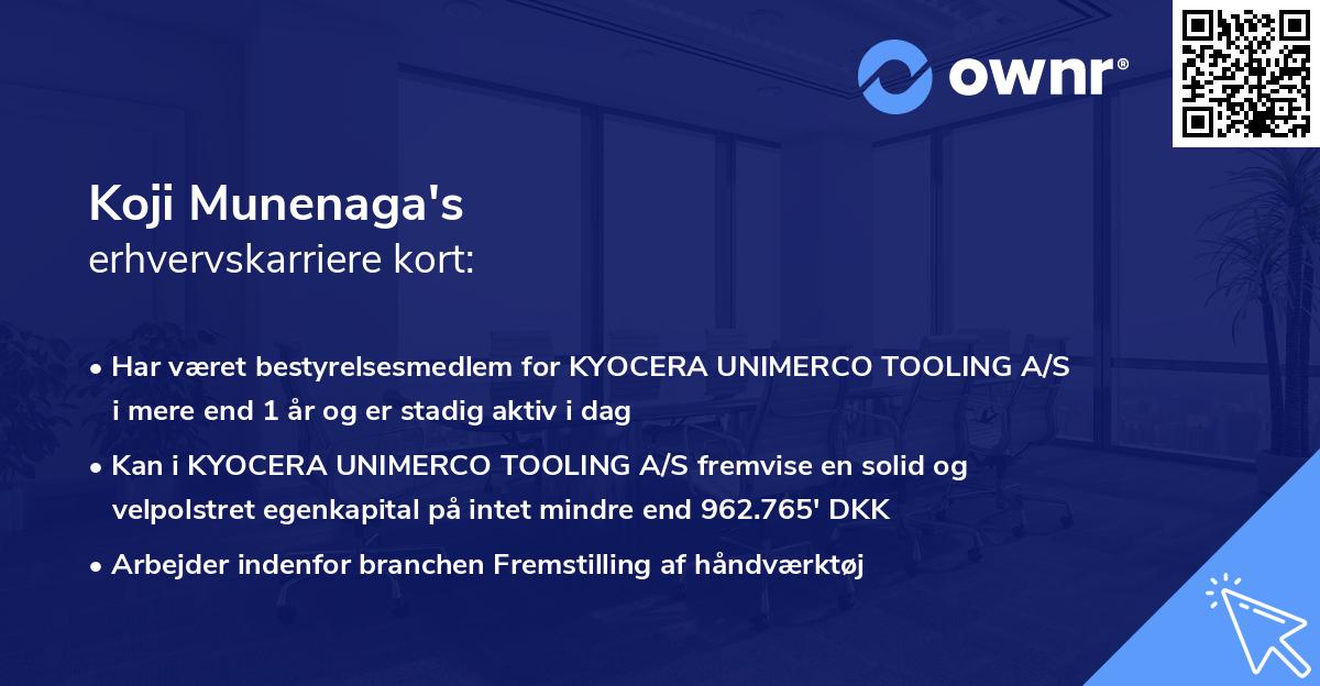 Koji Munenaga's erhvervskarriere kort