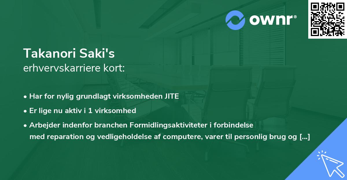 Takanori Saki's erhvervskarriere kort