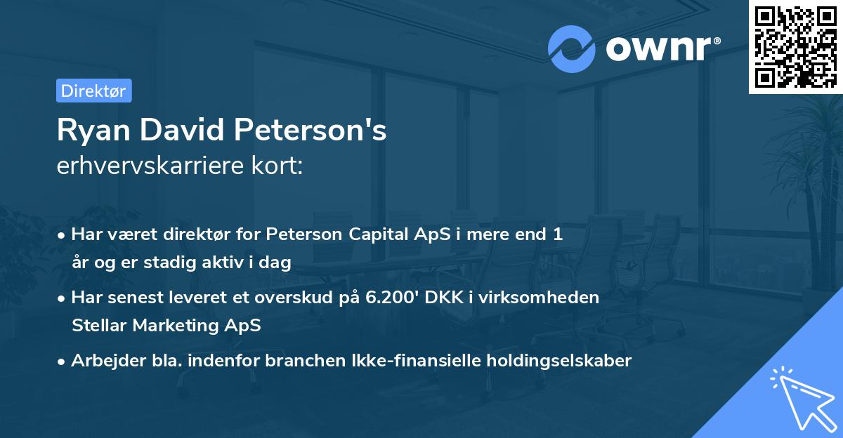 Ryan David Peterson's erhvervskarriere kort