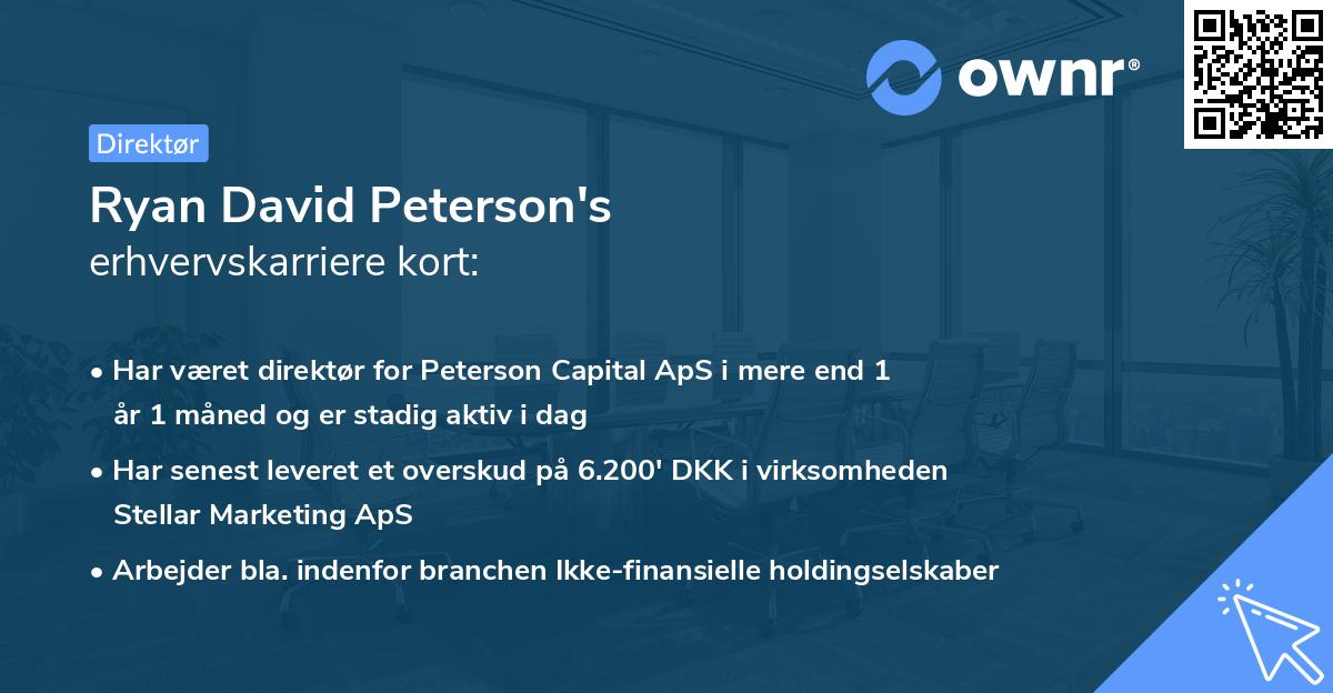 Ryan David Peterson's erhvervskarriere kort