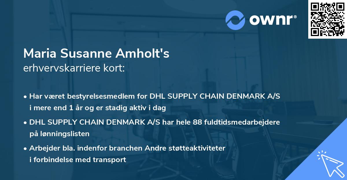 Maria Susanne Amholt's erhvervskarriere kort