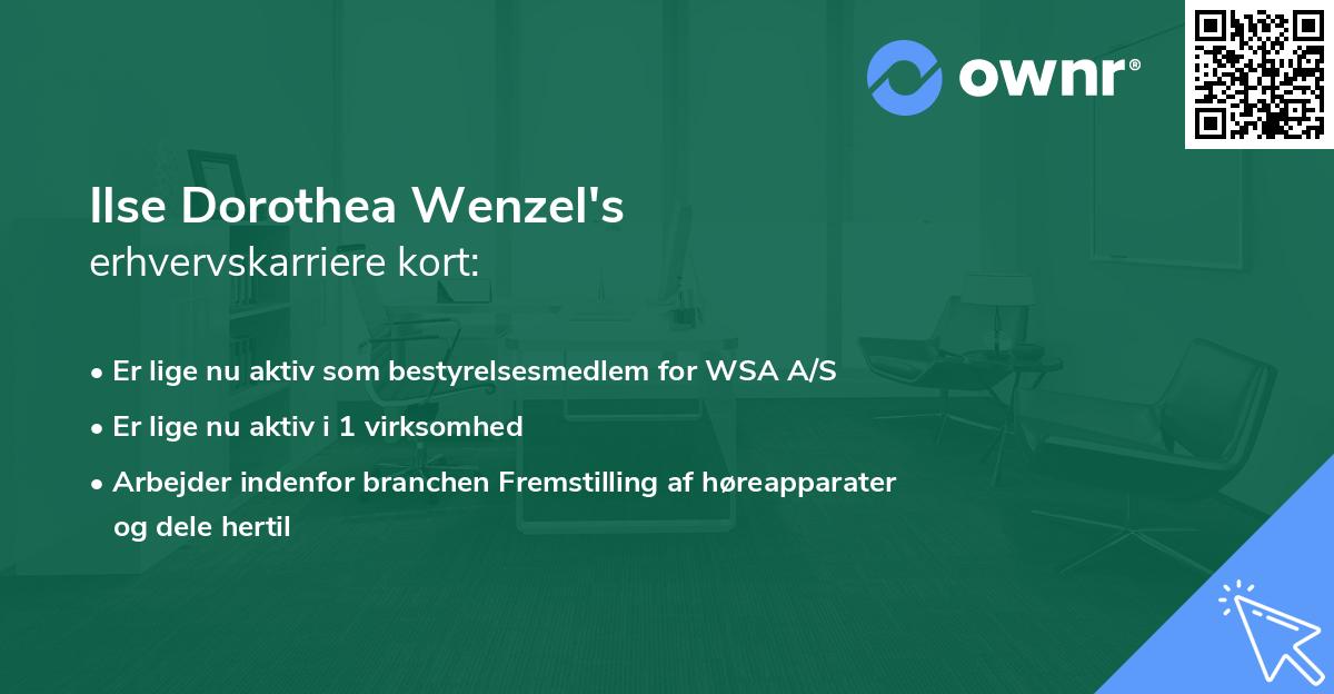 Ilse Dorothea Wenzel's erhvervskarriere kort