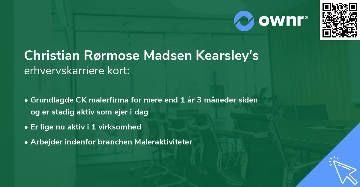 Christian Rørmose Madsen Kearsley's erhvervskarriere kort