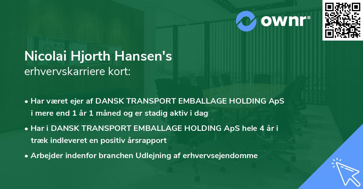 Nicolai Hjorth Hansen's erhvervskarriere kort